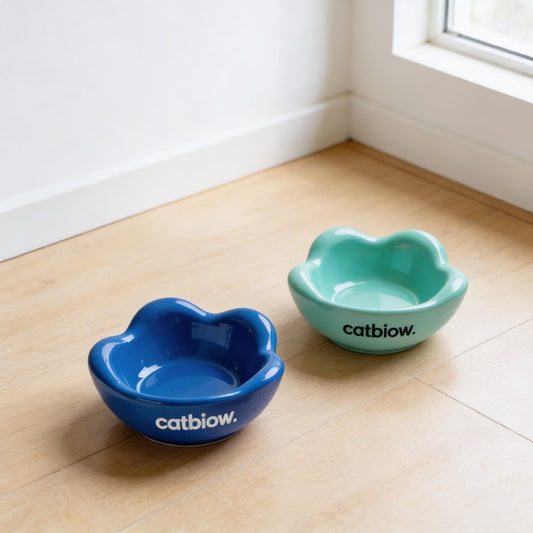 Cat Biow® Ceramic Cat Bowls with Cat-Ear Design – Fun, Colorful Bowls for Food & Water with Non-Slip Base – Ideal for Cats & Small Pets